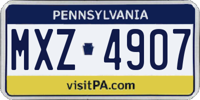 PA license plate MXZ4907