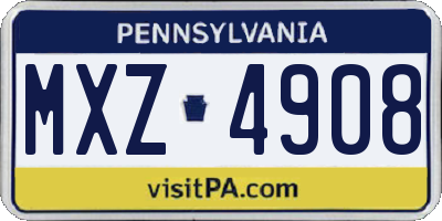 PA license plate MXZ4908