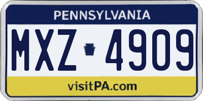 PA license plate MXZ4909