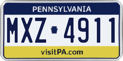 PA license plate MXZ4911