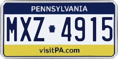 PA license plate MXZ4915