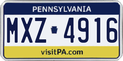PA license plate MXZ4916