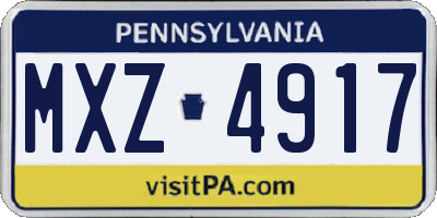 PA license plate MXZ4917