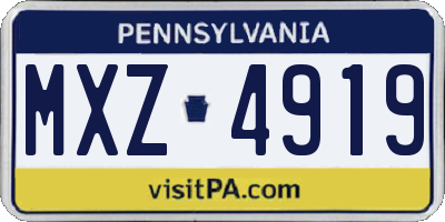 PA license plate MXZ4919