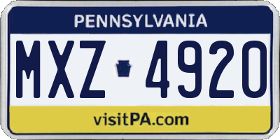 PA license plate MXZ4920