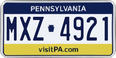 PA license plate MXZ4921