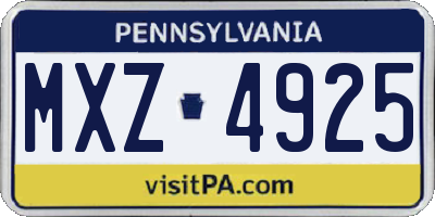 PA license plate MXZ4925