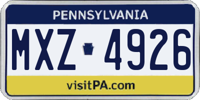PA license plate MXZ4926