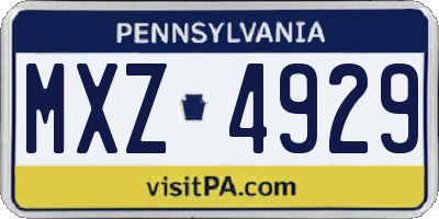 PA license plate MXZ4929