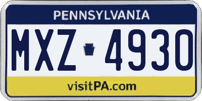 PA license plate MXZ4930