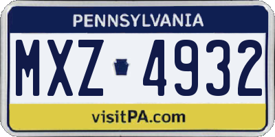 PA license plate MXZ4932
