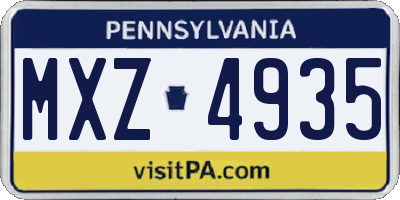 PA license plate MXZ4935
