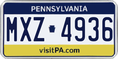 PA license plate MXZ4936