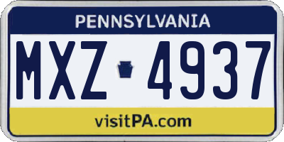 PA license plate MXZ4937
