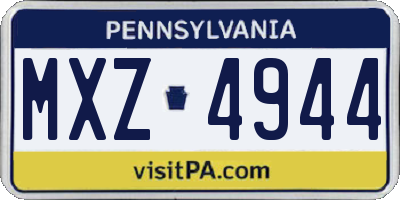 PA license plate MXZ4944