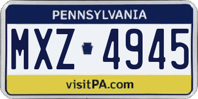 PA license plate MXZ4945