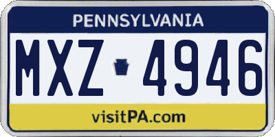 PA license plate MXZ4946