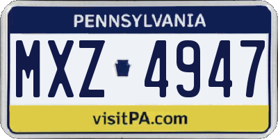 PA license plate MXZ4947