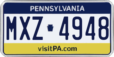 PA license plate MXZ4948