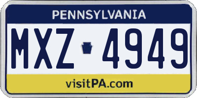 PA license plate MXZ4949