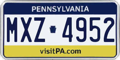 PA license plate MXZ4952