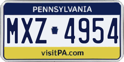 PA license plate MXZ4954