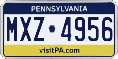 PA license plate MXZ4956