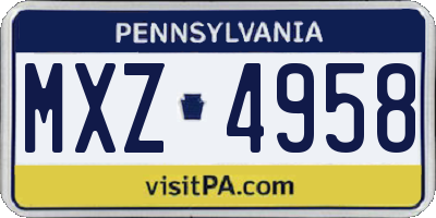 PA license plate MXZ4958