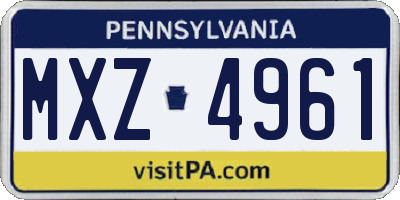 PA license plate MXZ4961