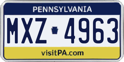 PA license plate MXZ4963