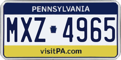 PA license plate MXZ4965