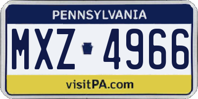 PA license plate MXZ4966