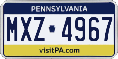 PA license plate MXZ4967