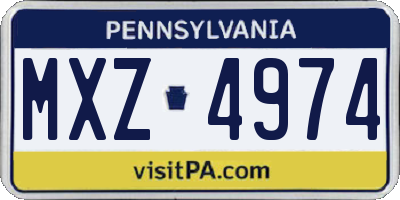 PA license plate MXZ4974