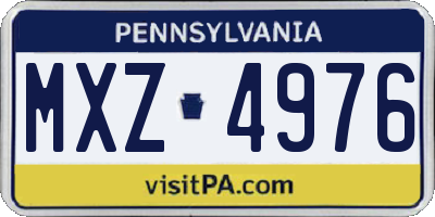 PA license plate MXZ4976