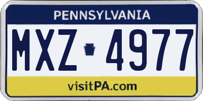 PA license plate MXZ4977