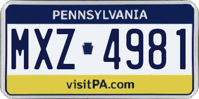 PA license plate MXZ4981