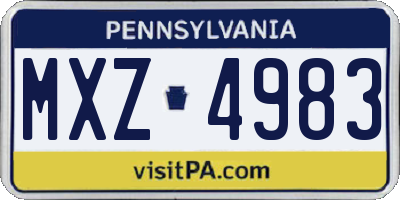 PA license plate MXZ4983