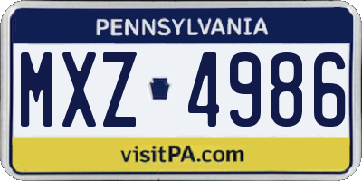 PA license plate MXZ4986
