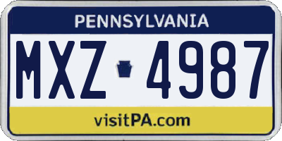 PA license plate MXZ4987