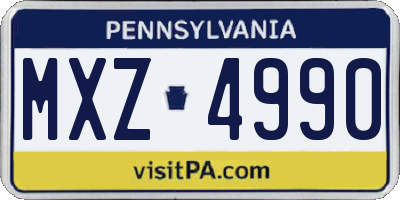 PA license plate MXZ4990