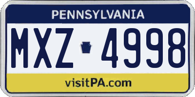 PA license plate MXZ4998