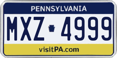 PA license plate MXZ4999