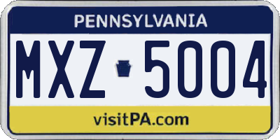 PA license plate MXZ5004