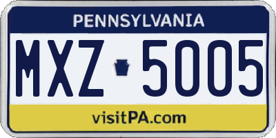 PA license plate MXZ5005