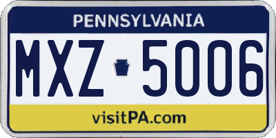 PA license plate MXZ5006