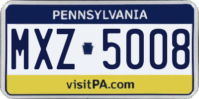 PA license plate MXZ5008