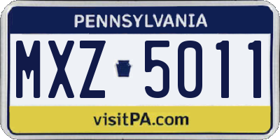 PA license plate MXZ5011