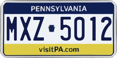 PA license plate MXZ5012