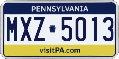 PA license plate MXZ5013